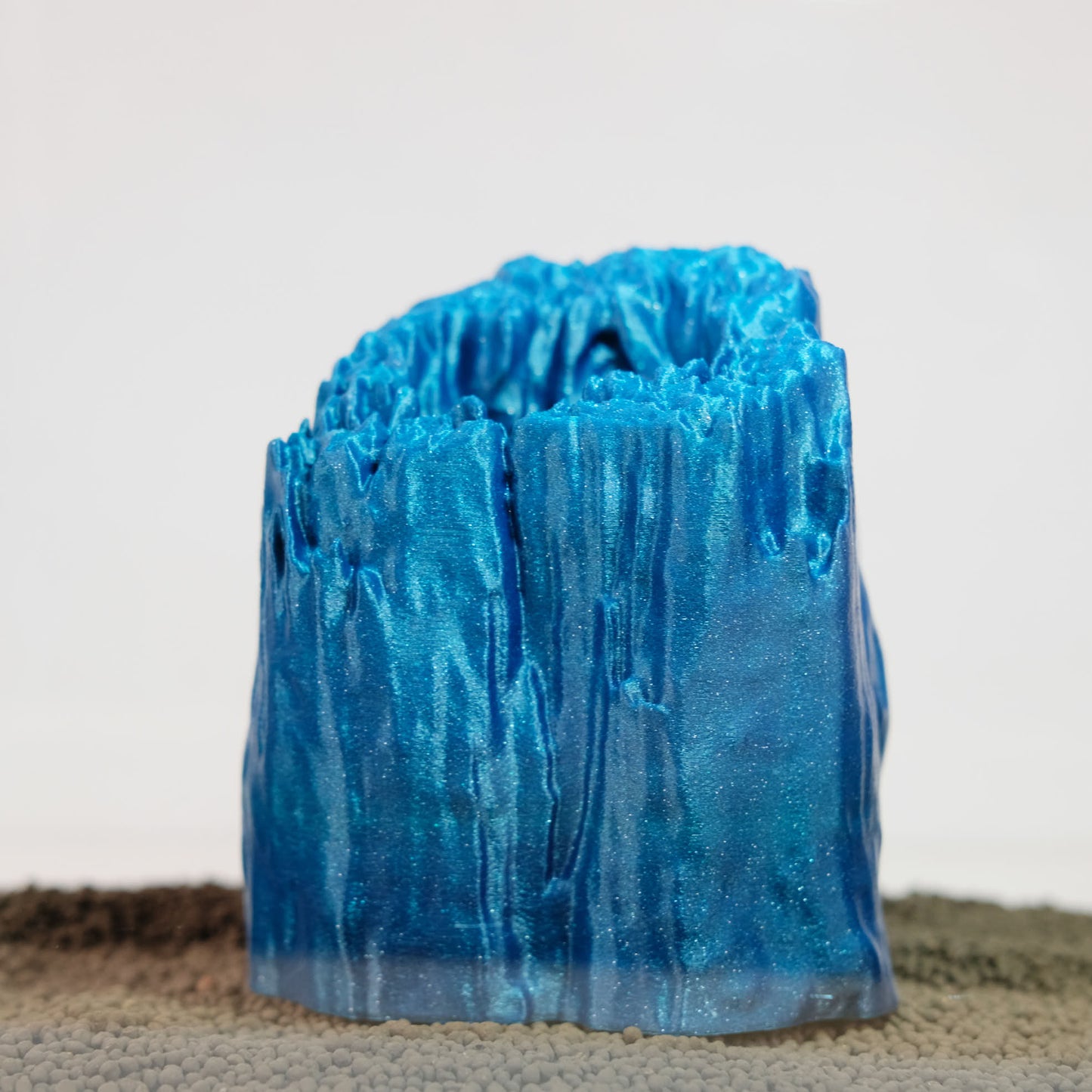 Aquarium Stump Hide / Teal Blue / 5" 3D Printed Nano Aquarium Decor