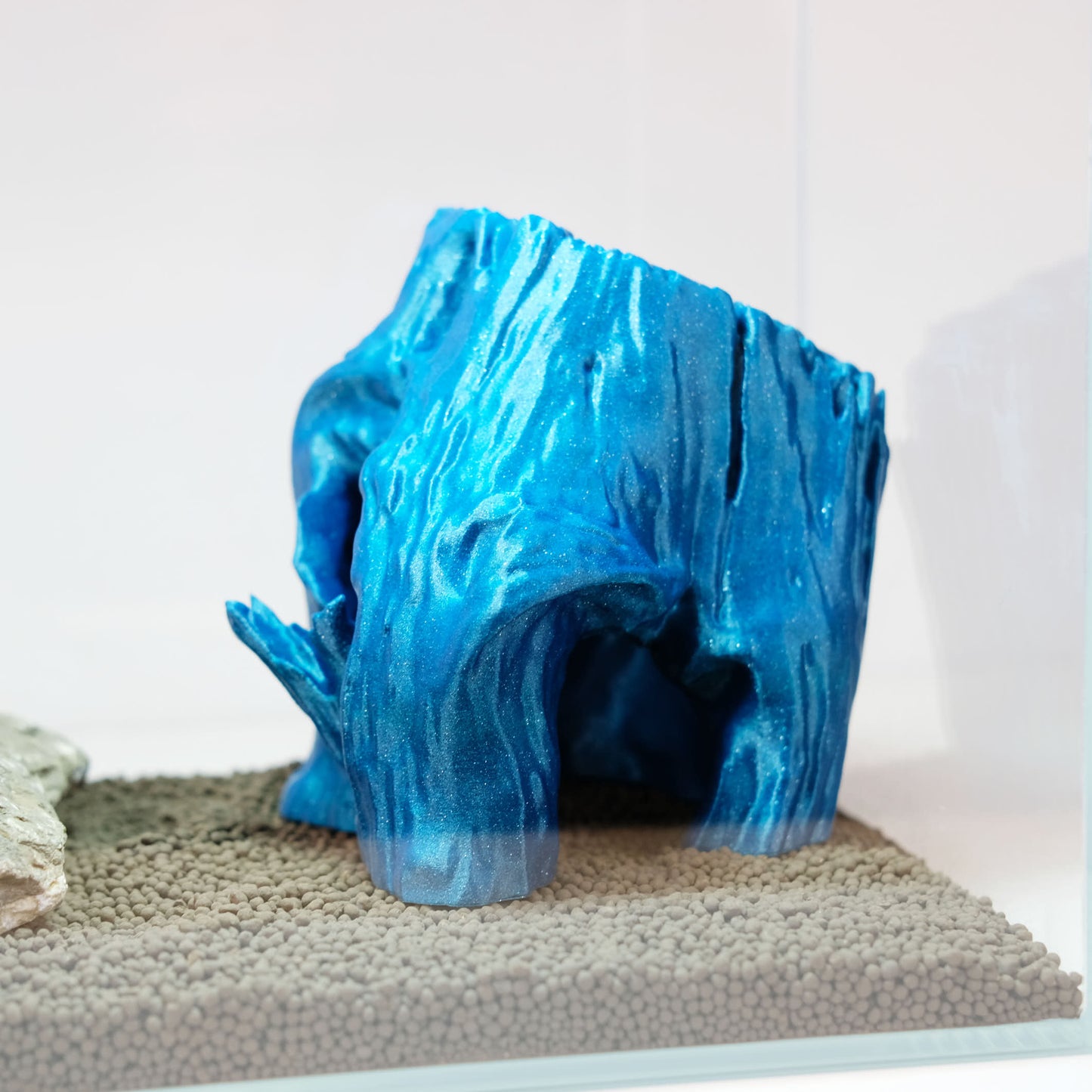 Aquarium Stump Hide / Teal Blue / 5" 3D Printed Nano Aquarium Decor