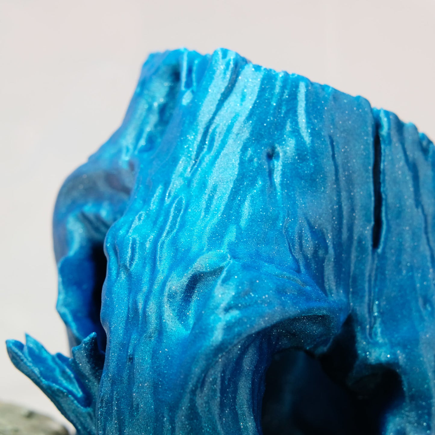 Aquarium Stump Hide / Teal Blue / 5" 3D Printed Nano Aquarium Decor