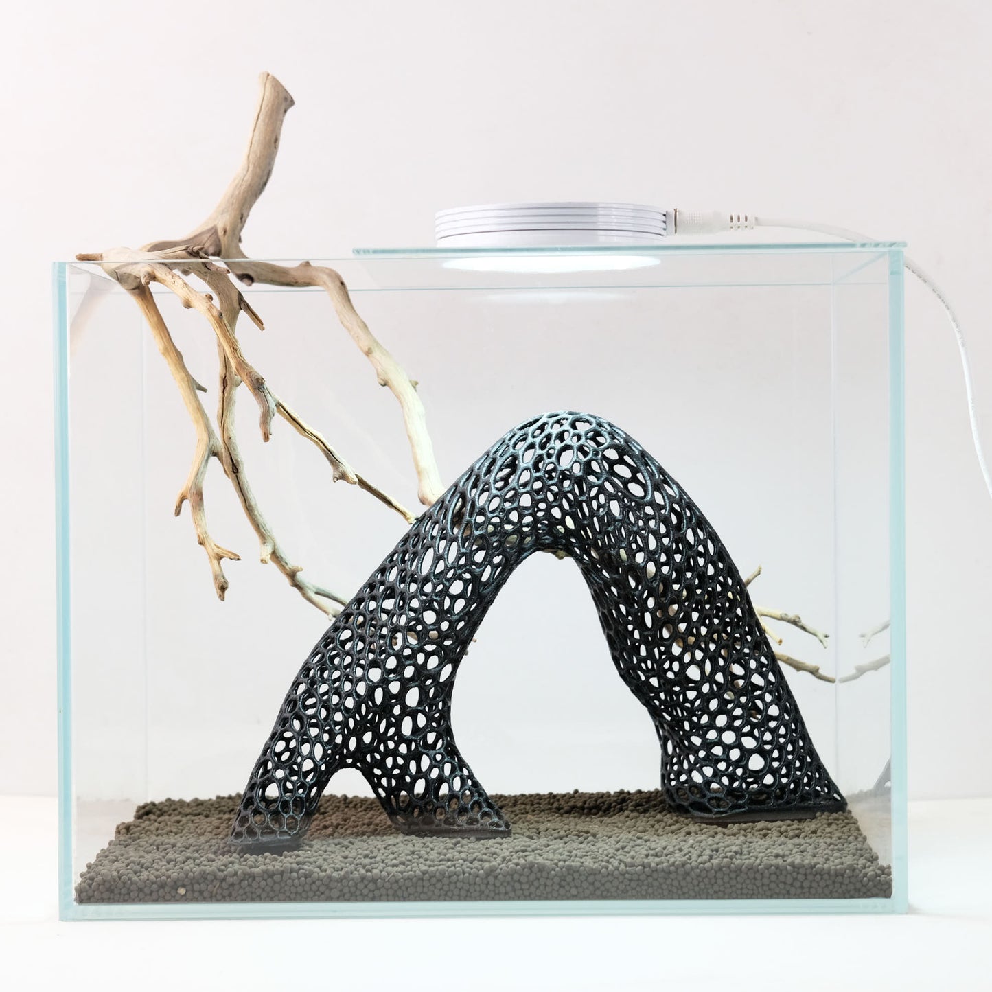 Small Geometric Aquarium Driftwood Arch / 3D Printed 10" Nano Aquarium Decor