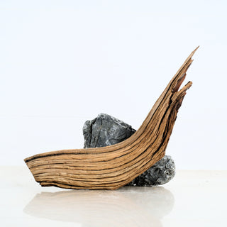 Aquarium Manzanita Driftwood piece measuring 14 inches with textured natural wood and stones for aquarium terrarium decor