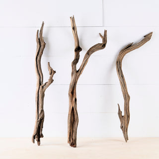 21-24" Manzanita Driftwood Sticks (Set of 3), Aquarium Wood Pieces, Island Aquascape Decor, Weathered Manzanita Chunks, Craft Driftwood