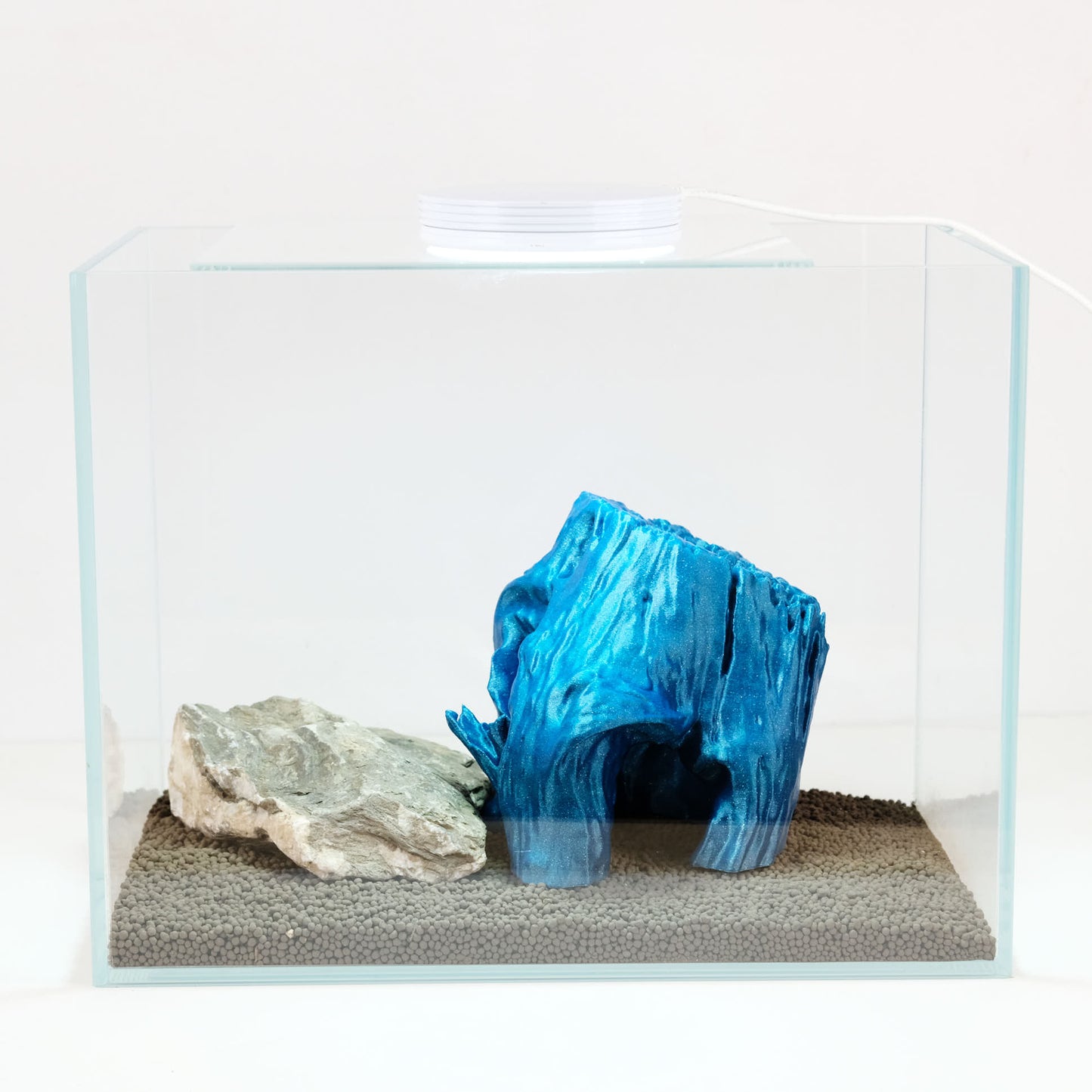 Aquarium Stump Hide / Teal Blue / 5" 3D Printed Nano Aquarium Decor